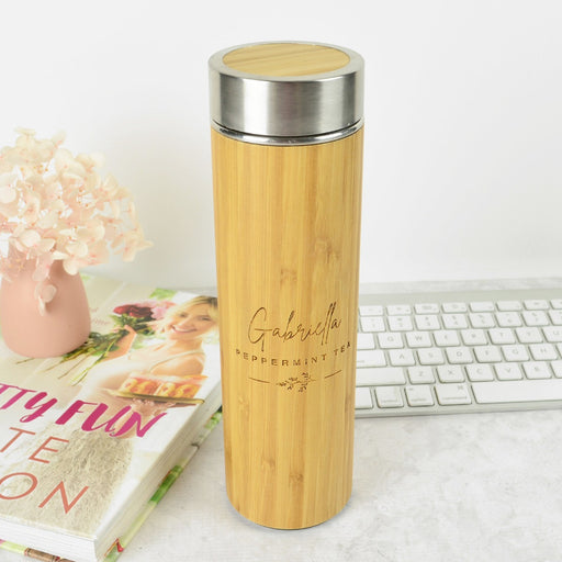 Personalised Engraved Wooden Bamboo Tea Infuser Birthday Gift