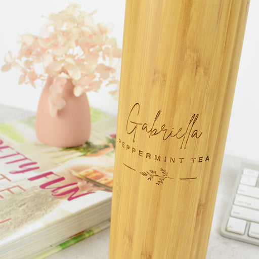 Custom Designed Engraved 500ml Wooden Bamboo Tea Infuser Birthday Gift