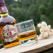 Custom Artwork Engraved Name Initials Birthday Milestone Round Scotch Glass Present