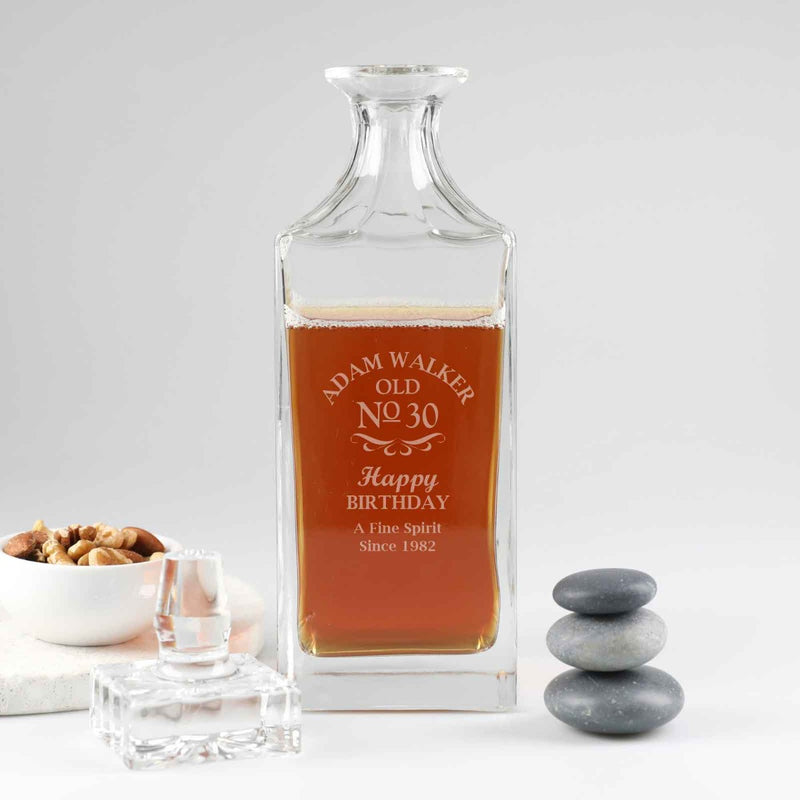 Personalised Engraved 30th Birthday Whiskey Decanter Present