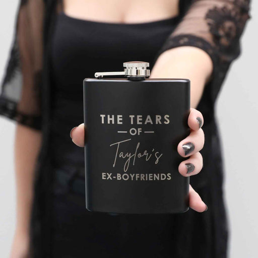 personalised name matte black hip flask inappropriate gift