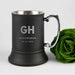 Personalised engraved matte black metal wedding beer mug for groom, best man and groomsman