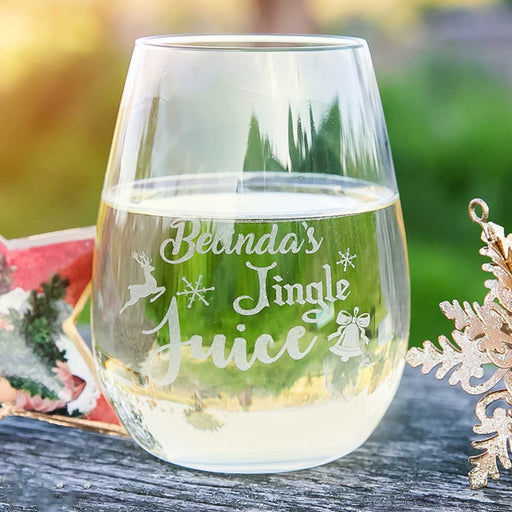 Personalised Engraved Christmas 460ml Stemless Wine Glass Present