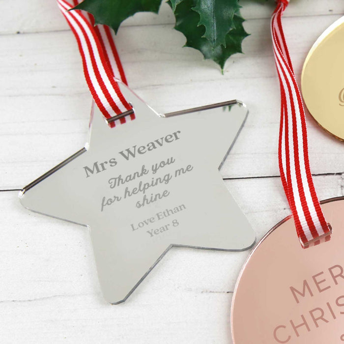 Engraved Mirror Acrylic Christmas Decoration Teacher's Gift