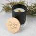 Personalised Engraved Black Christmas Wood Wick Soy Candle with Wooden Lid