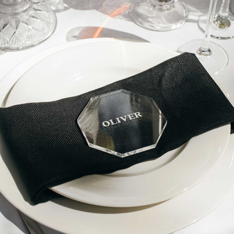 Engraved 6mm Clear Acrylic Wedding Octagon Coaster Place Cards