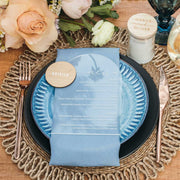 Custom Artwork Engraved Arch Clear Menu Wedding Reception Tables
