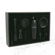 Custom Artwork Engraved Initials Black Cocktail Shaker Gift Set Christmas Present