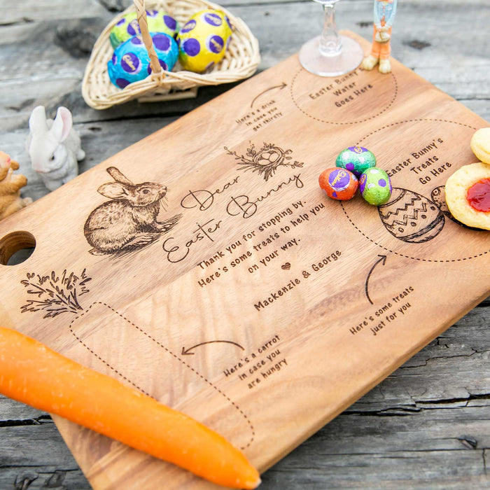 Engraved Wooden Dear Easter Bunny Board