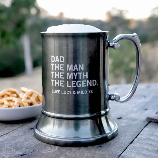 Personalised Engraved Father's Day Gunmetal Beer Mug Present