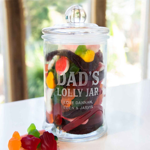 Personalised Engraved Father's Day Glass Lolly Jar Present