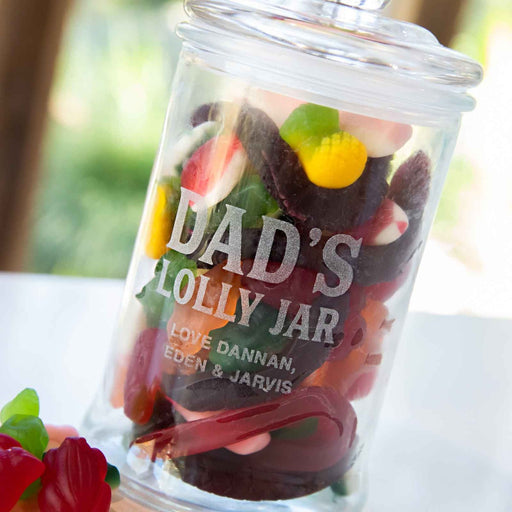 Custom Engraved Father's Day Glass Lolly Jar Gift