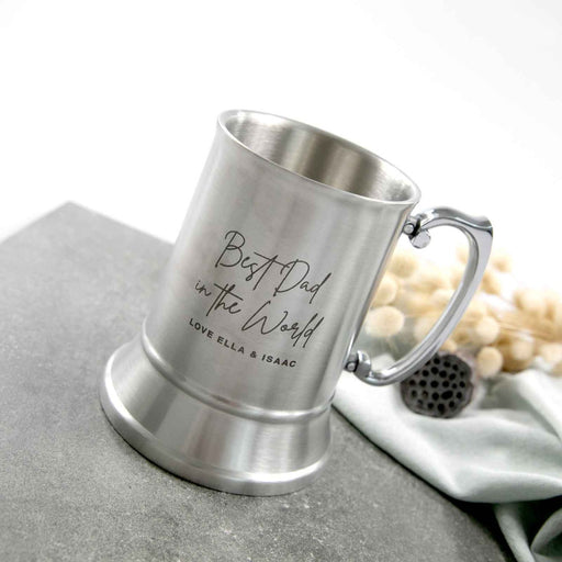 Customised Engraved Father's Day Silver Metal Beer Stein Mug Present