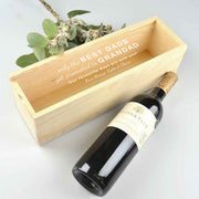 Father's Day Raw Natural Wine and Champagne Box with Custom Designed Engraved Acrylic Lid Present