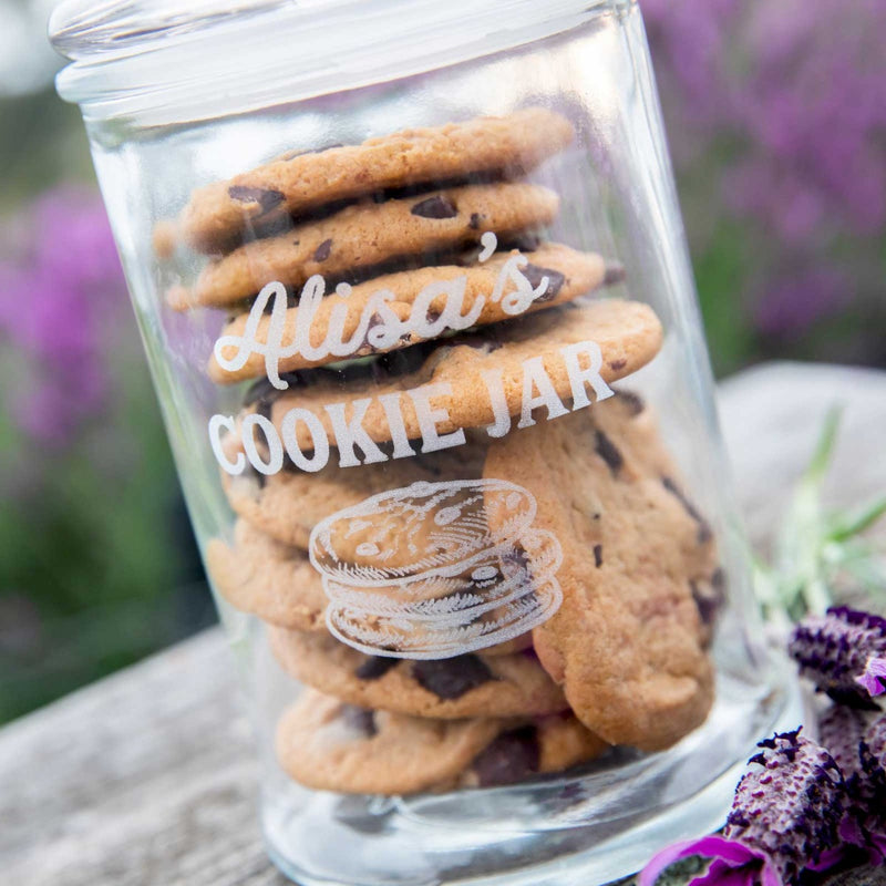 Customised Engraved Glass Cookie Jar Birthday Present