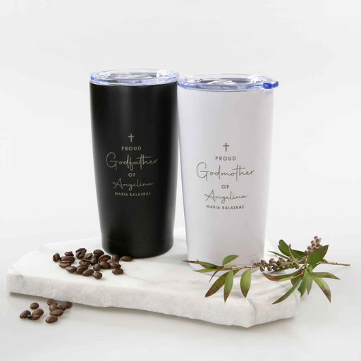 Personalised Engraved Godparent Luxe Matte Finish Stainless Steel Insulated Travel Mug 590ml