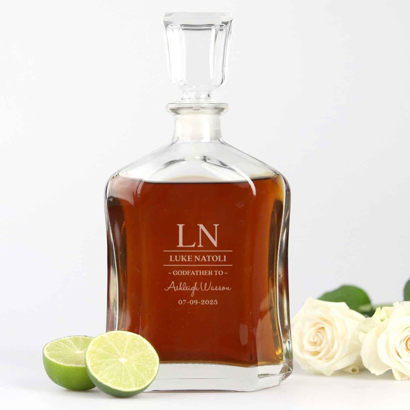 Custom Designed Engraved Godfather decanter Christening, Baptism, Naming Day present