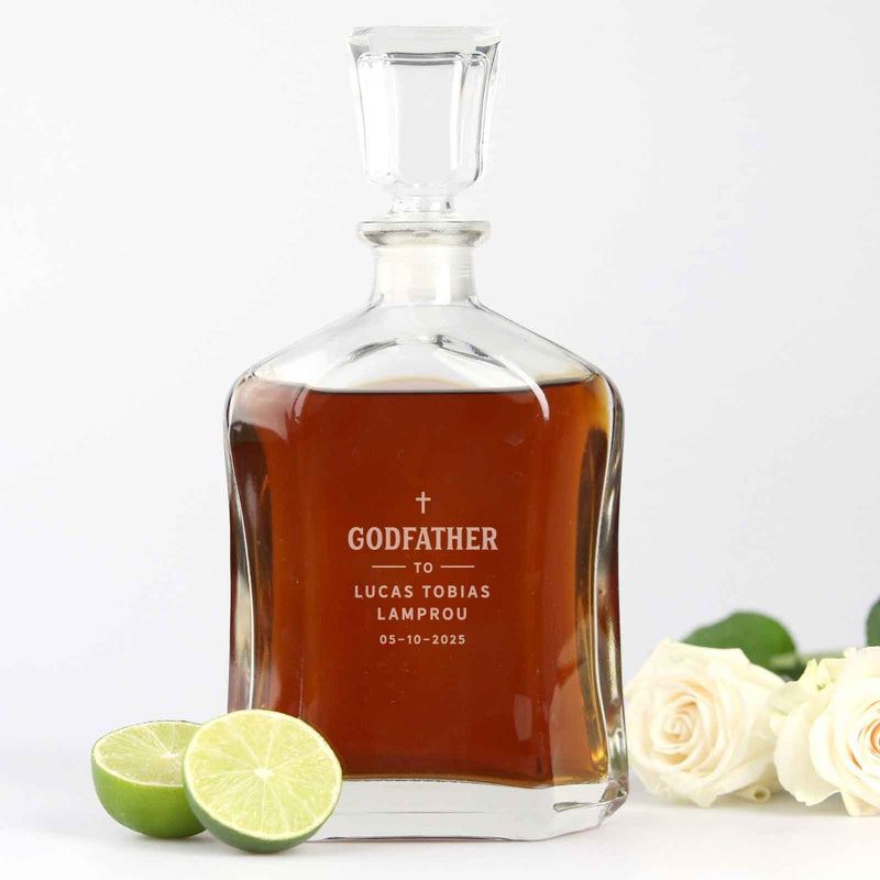 Personalised Engraved Godfather decanter Christening, Baptism, Naming Day present