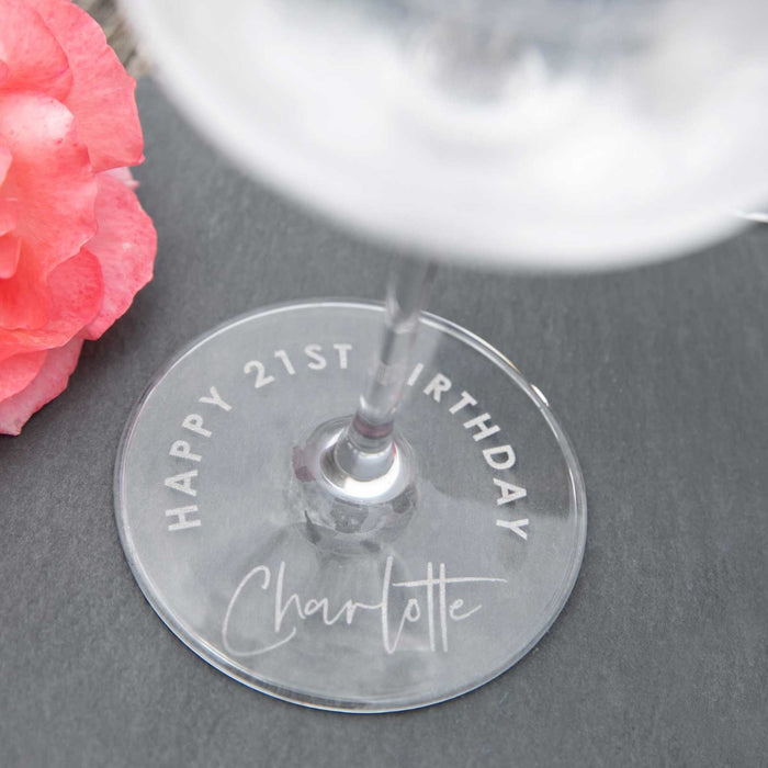 Custom Artwork Engraved Name Birthday Cocktail Glass