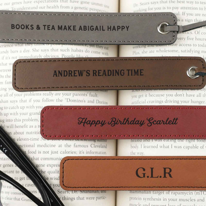 Engraved Birthday Leatherette Bookmarks