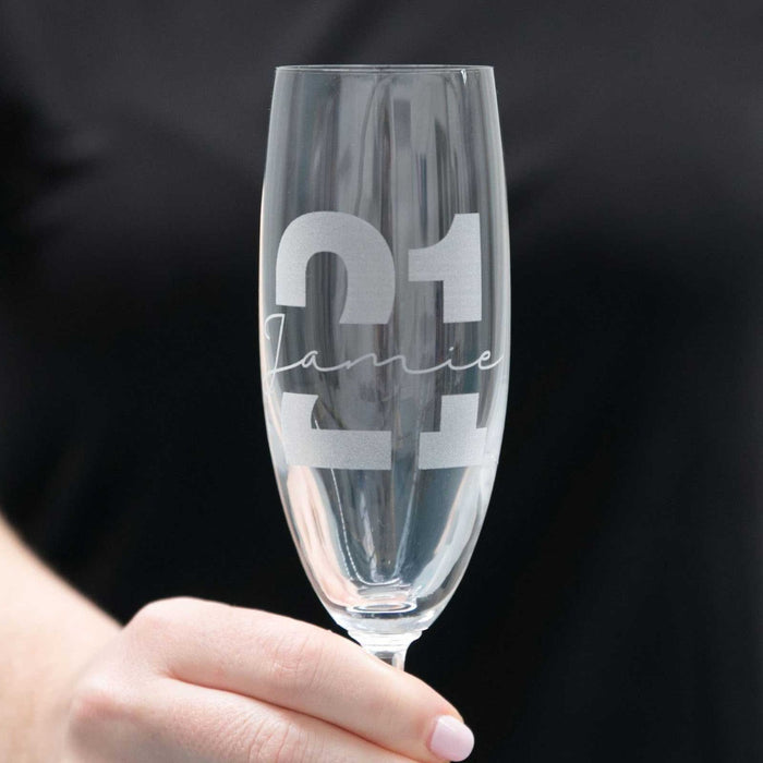 Personalised Engraved Birthday 21st Milestone Champagne Glass Present