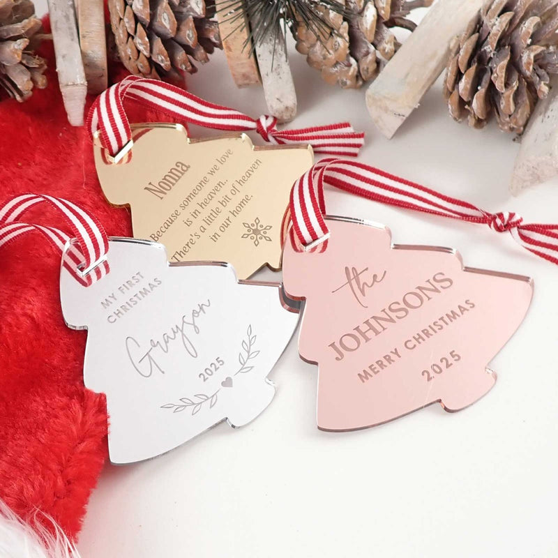Engraved Mirror Acrylic Christmas Tree Decoration