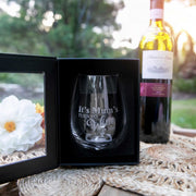 Custom Artwork Engraved Premium European Stemless Wine Glass Mother's Day Gift