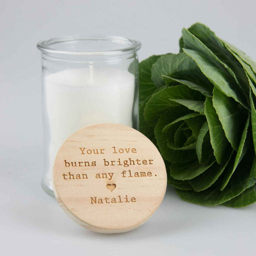 personalised Engraved Mother’s Day Wooden Lid Candle Present