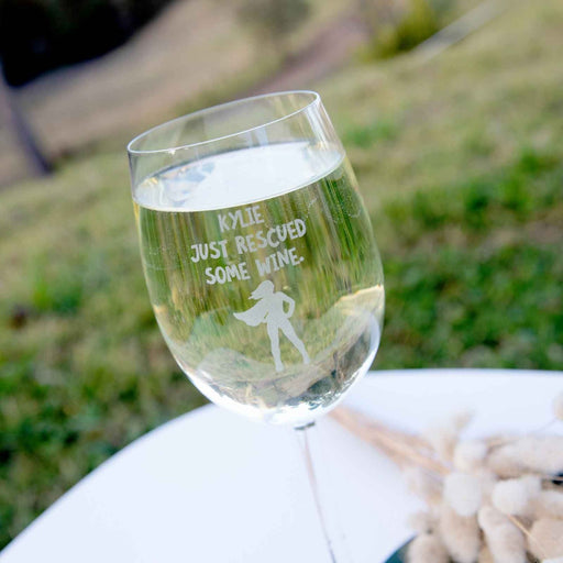 Personalised Engraved "Just Rescued Some Wine" 360ml Wine Glass