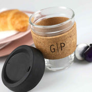 Custom Designed Engraved Cork Band Reusable Glass Coffee Cup Present