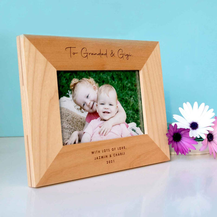 Custom Engraved Wood Square Edge Photo Frame Father's Day Present