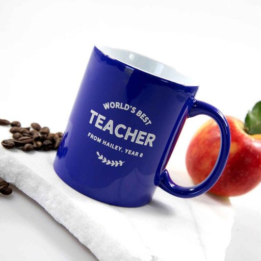 Personalised Engraved Teacher Appreciate Gift Christmas Blue, Mug Present