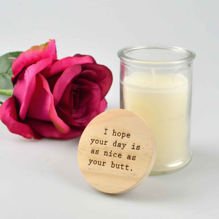 Personalised Engraved Valentine's Day Jasmine Palm Wax Candle with Wooden Lid
