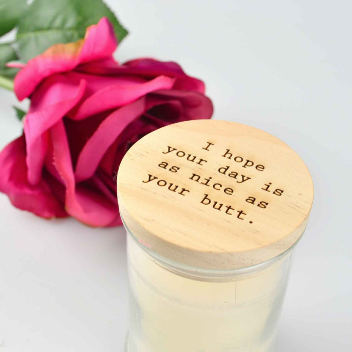 Custom Designed Engraved Valentine's Day Jasmine Palm Wax Candle with Wooden Lid