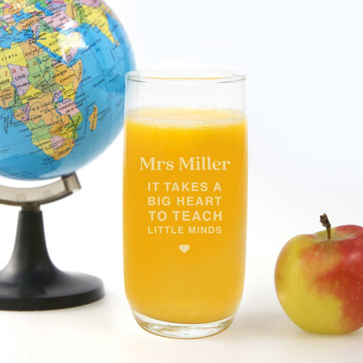 Personalised Engraved Teacher Appreciation Water Tumbler glass Present- Thank you for helping me learn and grow
