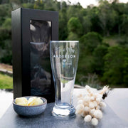 Custom Artwork Engraved Name Beer Glass for Wedding