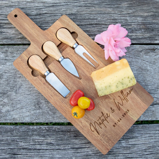 Personalised Engraved Bride Groom Wedding Cheese Knife Utensil Board Gift