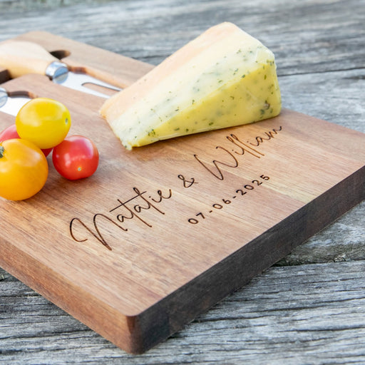 Customised Engraved Wooden Wedding Anniversary Cheese Wooden Serving Board