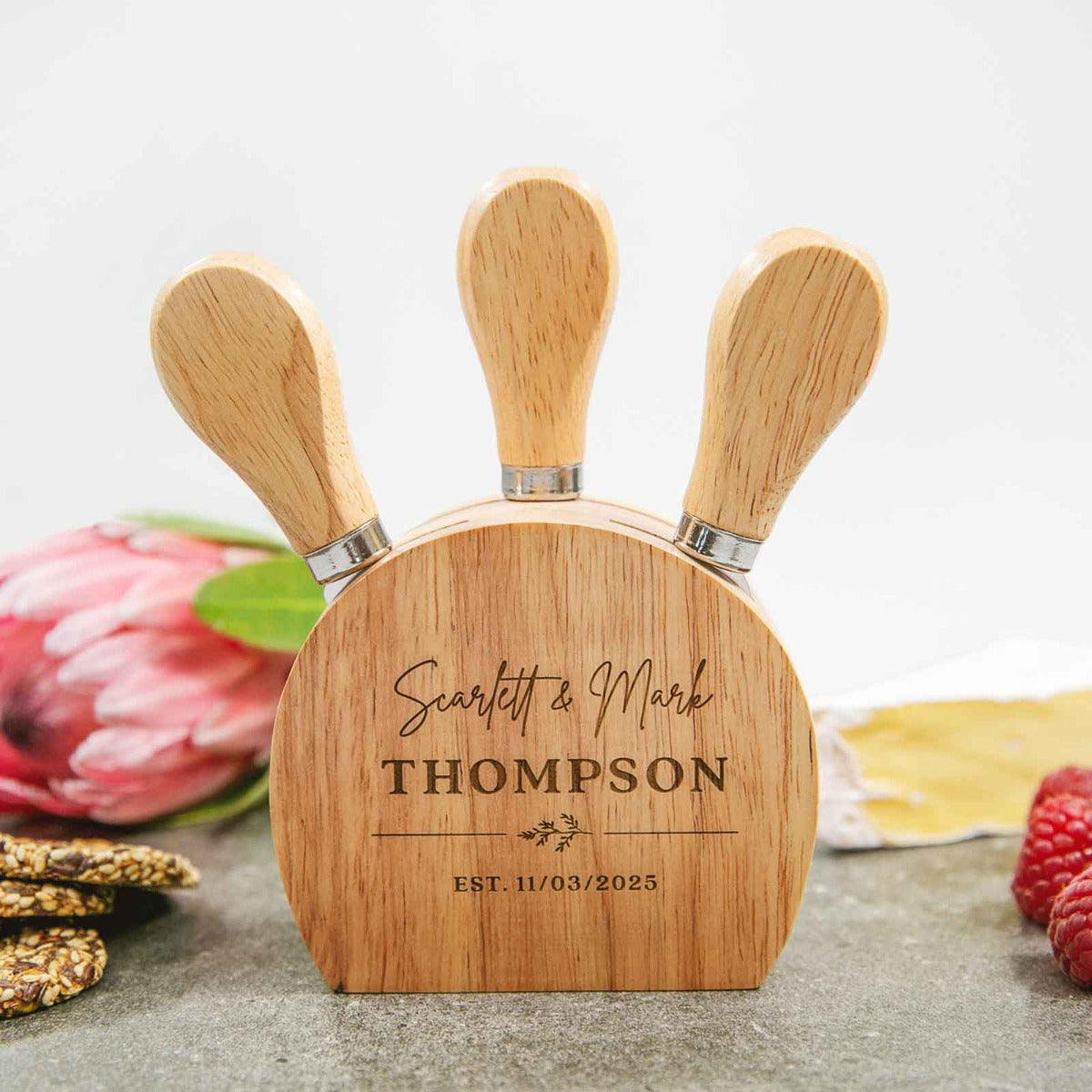 Engraved Wedding Cheese Knife Set Personalised Favours