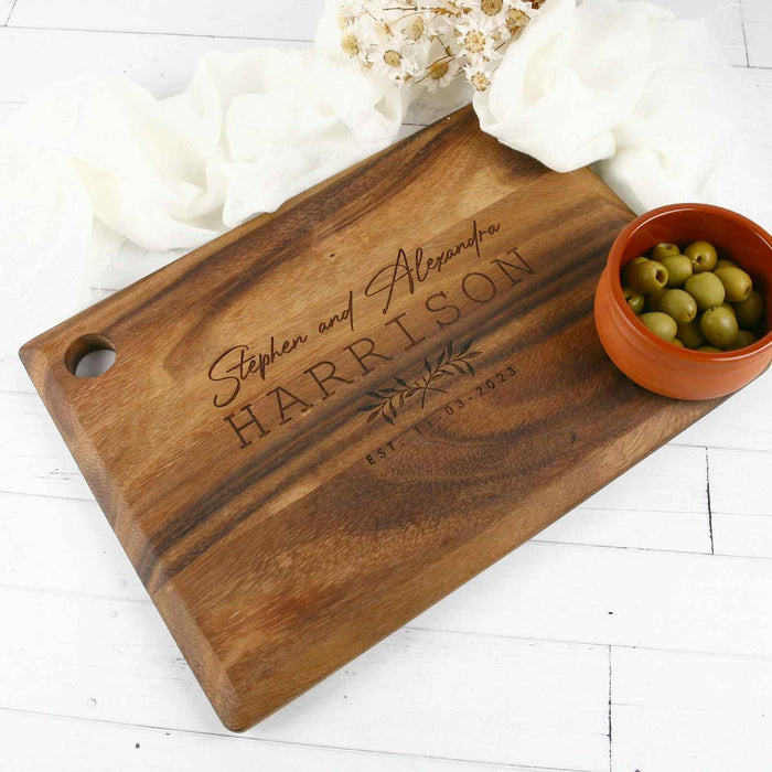 Personalised Engraved Wooden Rectangle Serving Board Bride and Groom Gift