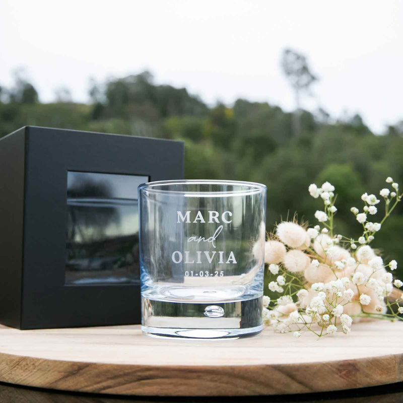 Custom Designed Engraved Best Man Round Whisky Glass Gift