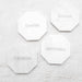 Custom Designed Engraved Silver In Filled Wedding Guest White Marble Hexagonal Place Card Bomboniere