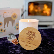 Birthday Custom Artwork Engraved Wooden Lid Zodiac Soy Black Candle with Wood Wick Leo