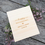 Custom Artwork Engraved Anniversary Matching Champagne Glasses, Champagne and Wooden Wine Box