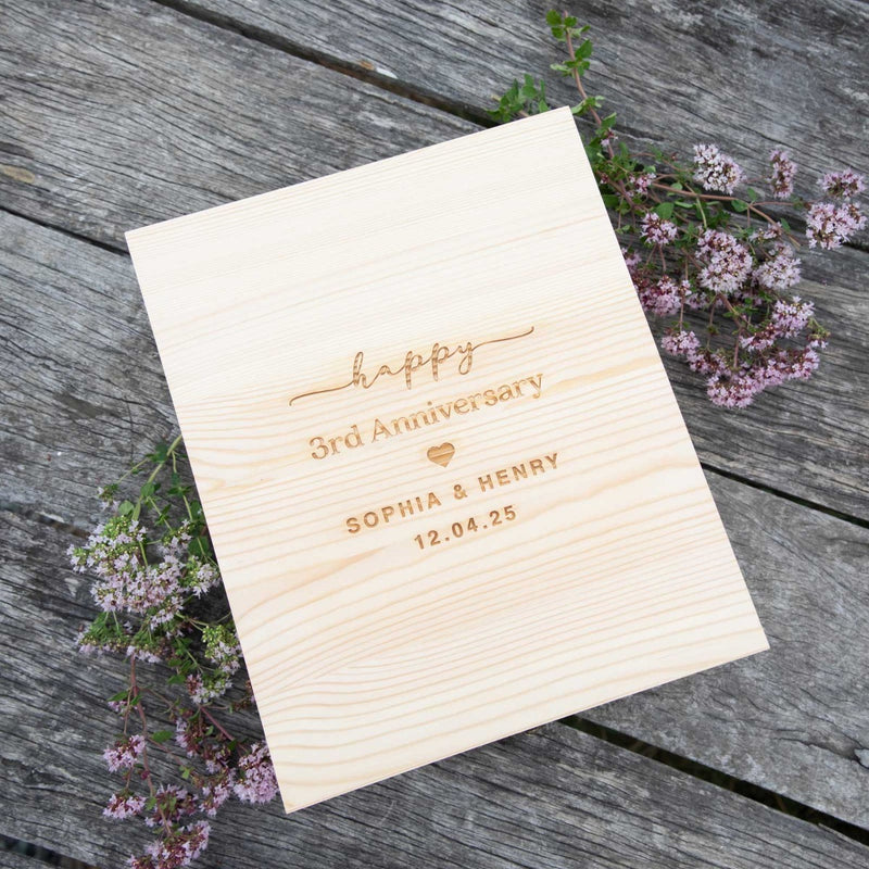 Custom Artwork Engraved Anniversary Matching Champagne Glasses, Champagne and Wooden Wine Box