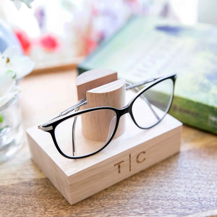 Customised Engraved Wooden Reading Glasses Stand Birthday Present