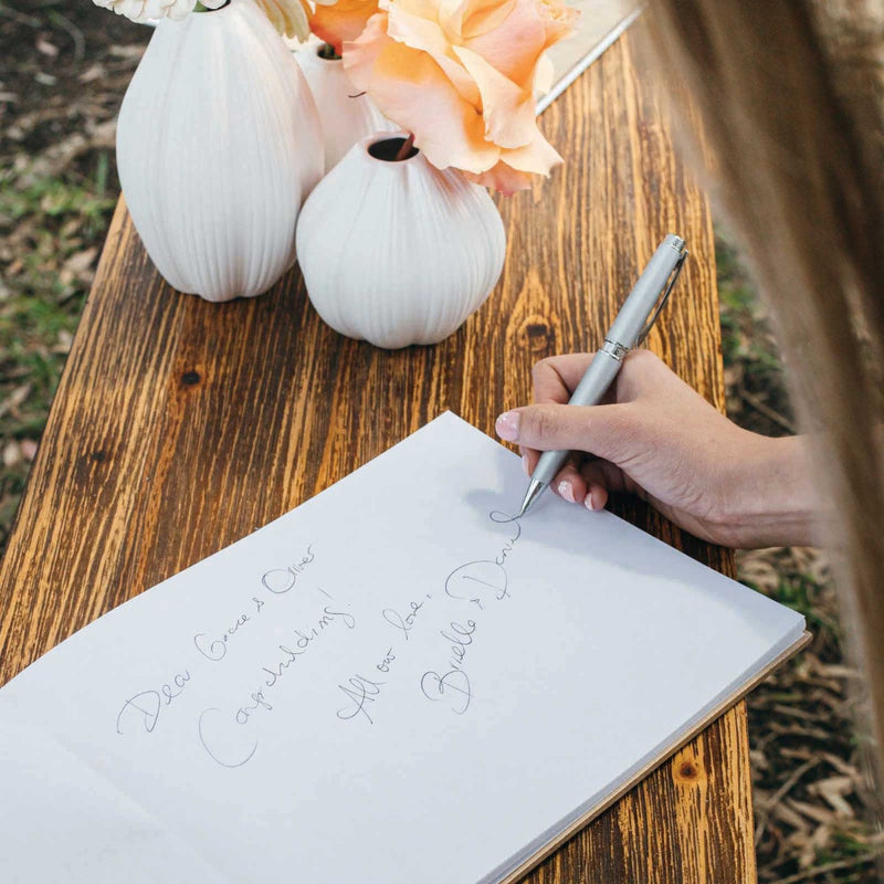 Custom Engraved Couple's Name Wooden Wedding Reception Guest Book
