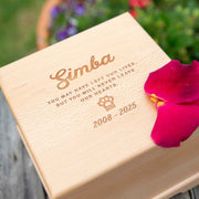 Customised Engraved Wooden Square Pet Urn Keepsake Memory Box