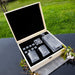 Personalised Engraved Godparent Wooden Gift Boxed Decanter, Scotch Glasses and Whiskey Stone Set