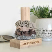 Custom Engraved Tasmanian Oak Wooden Scrunchie Hair bands Stand